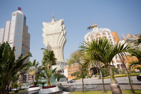 MACAU, CHINA - NOVEMBER 2, 2012  Bank of China, Grand Lisboa Casino and Lisboa Casino in the modern part the city  Macau is the gambling capital of Asia and is visited by about 29 million people year のeditorial素材