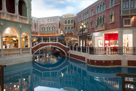 MACAU, CHINA - NOVEMBER 2, 2012: The Venetian - very famous entertainment complex includes the largest shopping mall, luxurious hotels and the largest casino in the world. Evening time. のeditorial素材