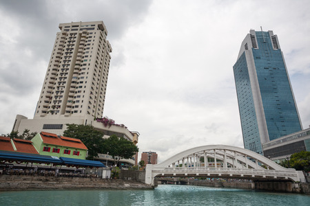 SINGAPORE - NOVEMBER 05, 2012  District Riverside - Historical quay on southern bank of Singapore...