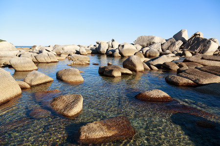 Beautiful summer landscape of rocky sea coastの写真素材