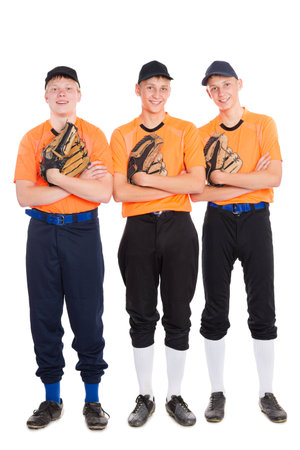 Young men in the shape of a baseball game. Two of the boys twin brothers.
