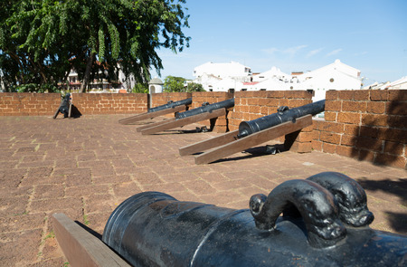 The Port of Malacca and the Malacca River. Stone Fortifications Along the Sungei Melaka, Malasia.の写真素材