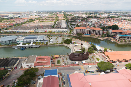 MALACCA, MALAYSIA - CIRCA JANUARY, 2015: View of the Malacca bird's-eye view. Malacca was included in the list of UNESCO World Heritage Sites in 2008.のeditorial素材