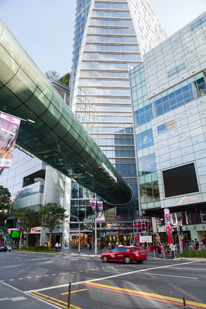 SINGAPORE - CIRCA FEBRUARY, 2015: Orchard Road is the largest shopping district in Singapore, street length 2.2 kilometers. Here are placed many shops and shopping centers, entertainment venues.のeditorial素材