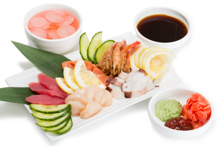 Sashimi seafood assortment with hot sauce. From a series of Food Korean cuisine.の写真素材