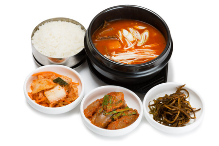 Beef soup with vegetables and mushrooms. From a series of Food Korean cuisine.の写真素材