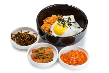 Fried rice with kimchi and pork, fried egg and spicy seasonings. From a series of Food Korean cuisine.の写真素材