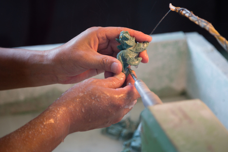 Chinese master stone makes the machine a souvenir of jadeの写真素材