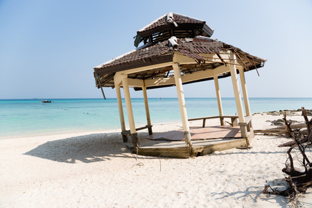 Ruins of architectural building after the tsunami on an island in the Andaman Sea, Thailand.の写真素材