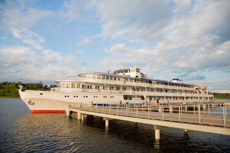 Cruise passenger ship on the river Volga, Russiaの写真素材