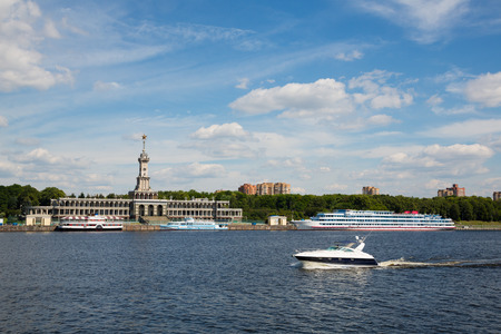 View of the old Northern River Station in Moscow. Built in 1937.のeditorial素材