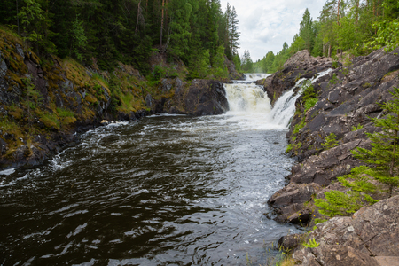 Famous waterfall Kivach on the Suna River in Karelia in the north of Russia in the summerの写真素材