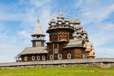 Kizhi Pogost - historical architectural ensemble of the wood is located on the island of Kizhi, included in the UNESCO World Heritage List. Karelia, north of Russia.の写真素材