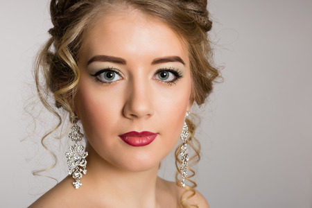 Stylish make-up for a young girl with a charming lookの写真素材