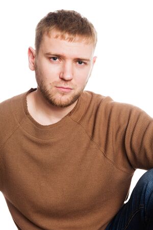 Young handsome European man. Isolated on a white background.の写真素材