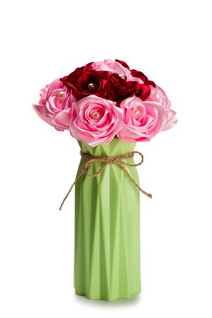 Artificial flower bouquet isolated on white.の写真素材