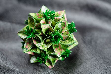 Origami Japan traditional art in the shape of a paper ball - Kusudamaの写真素材