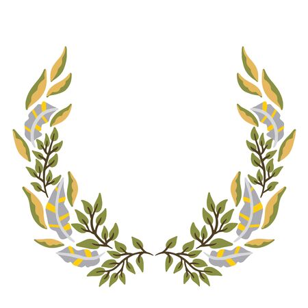 Round Frame with flowers and leaves on white background. Vector illustrationのイラスト素材