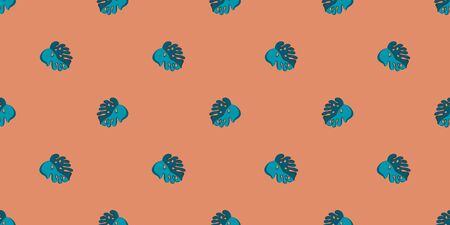 Seamless vector pattern with tropical leaves on a colored background. Background for decor, textiles...