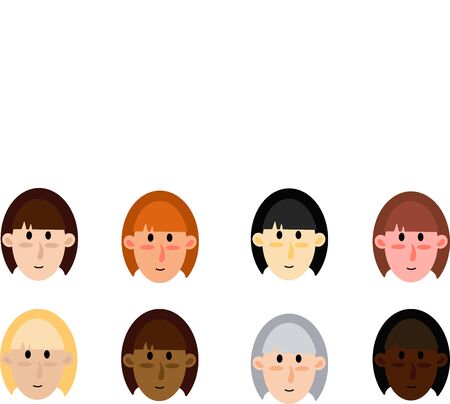A set of women of different nationalities. Vector illustration. People Icon Setのイラスト素材