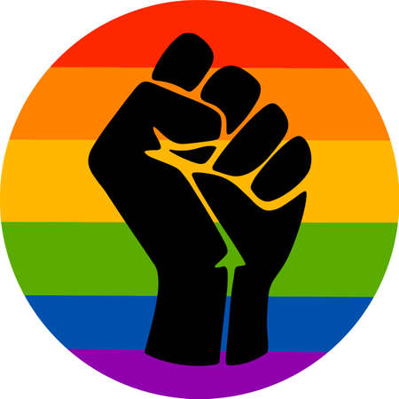 Symbol of the LGBT community, a fist in a rainbow circle.のイラスト素材
