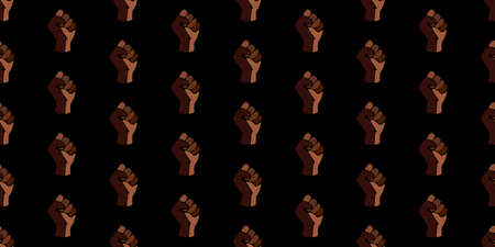 Symbol of the black freedom movement. Black lives matter. Vector pattern with fist of different skin...