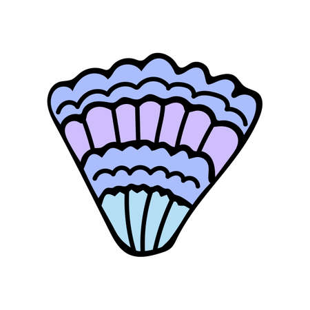 Vector illustration of a blue seashell. Hand drawn icon.のイラスト素材