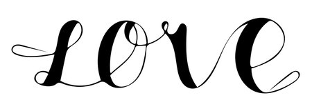 Love and romantic lettering for Happy Valentines Day. Vector illustration.のイラスト素材