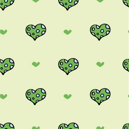 Green background with hearts. Pattern for wrapping paper.のイラスト素材