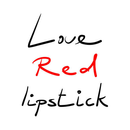 Lettering Love red lipstick. Vector illustration. Fashion lettering.のイラスト素材