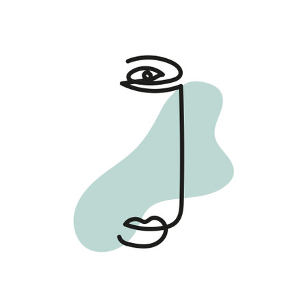 Minimalistic elegant concept with face and abstract shape are isolated.のイラスト素材