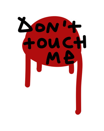 Isolated inscription Yeah on a red drop of paint with smudges in graffiti style. Vector illustration.のイラスト素材