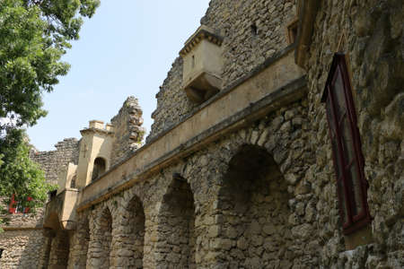 Lednice-Valtice area. The ruins of the castle Janohrad. Walls with a gallery. An artificial ruin of a medieval castle on the edge of the Lednice-Valtice area, built in 1801.のeditorial素材