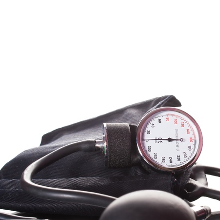 Blood pressure device over white backgroundの写真素材