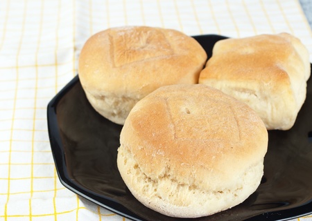 close up of homemade bread on plateの写真素材