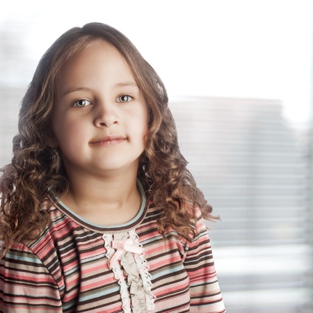 close up portrait of  happy little girlの写真素材
