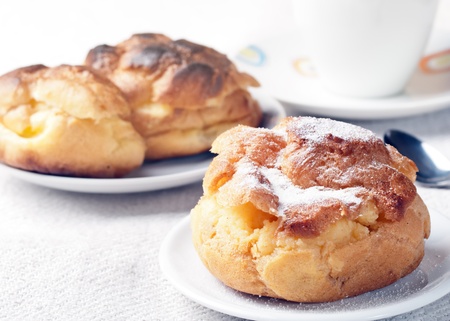 Close-up of vanilla cream Berlinerの写真素材