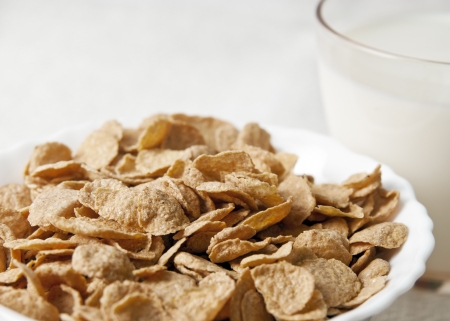 corn-flakes and milk close up photoの写真素材