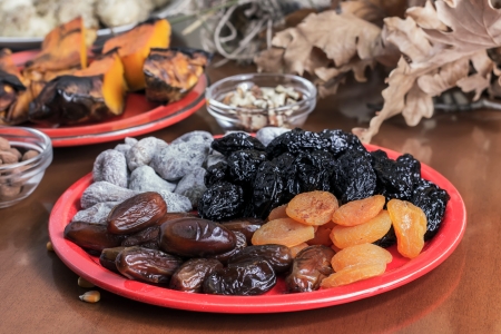 different dried fruits on tableの写真素材