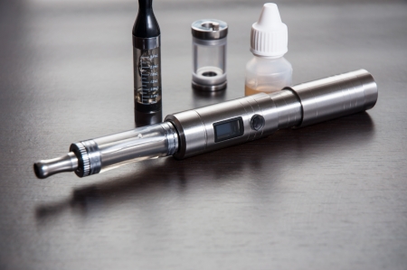 advanced vaping device, e-cigarette on tableの写真素材
