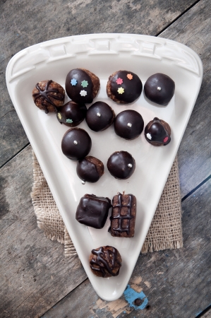 Homemade chocolate brownies on table, close upの写真素材