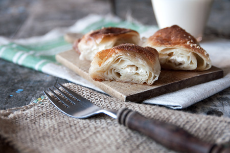 homemade cheese pie on table, natural lightの写真素材