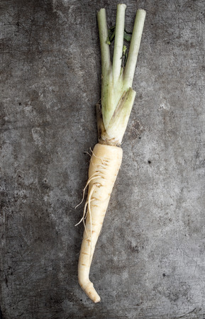 turnip on old rustic background, from aboveの写真素材