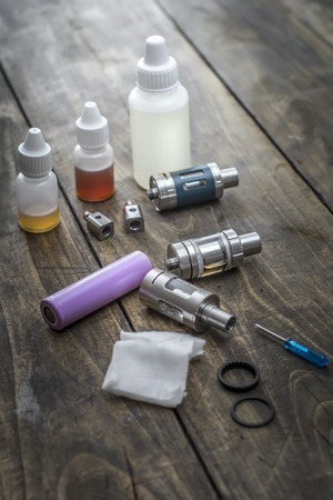 Advanced vaping device, e-cigarette on the  tableの写真素材