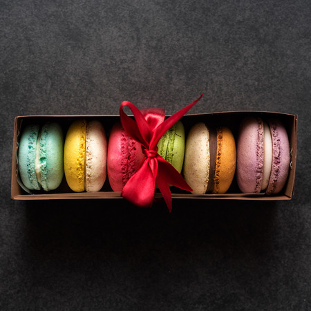 French macaroon dessert from aboveの写真素材