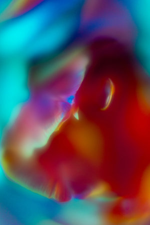 Background with orange and red tulip flowers in studio lighting, with a blurred background and a beautiful bokehの写真素材