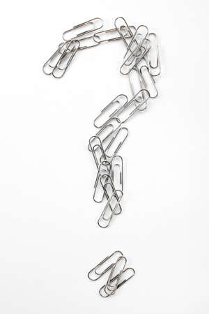 Paperclips on white background