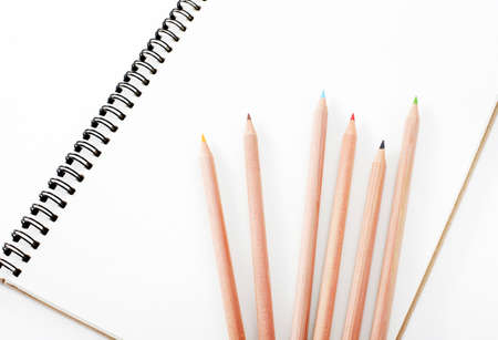 Closeup pencils on notebook