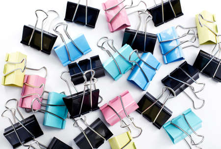 Colorful clips on white background