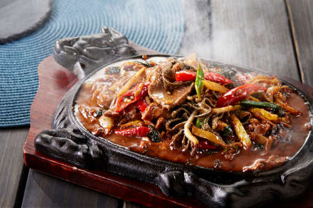 Chinese dishes, Stir fried beef with hot and sour sauceの写真素材